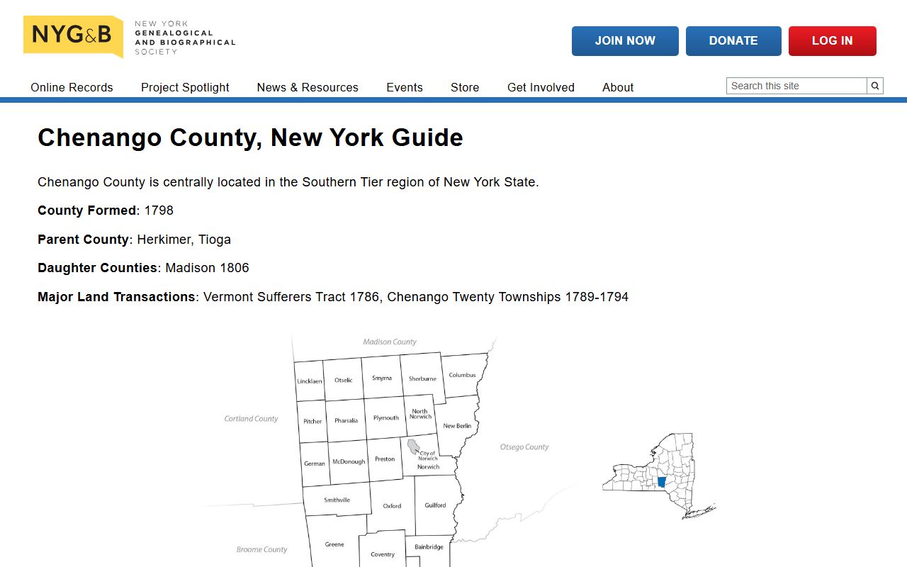 Chenango County records and obituary research resources