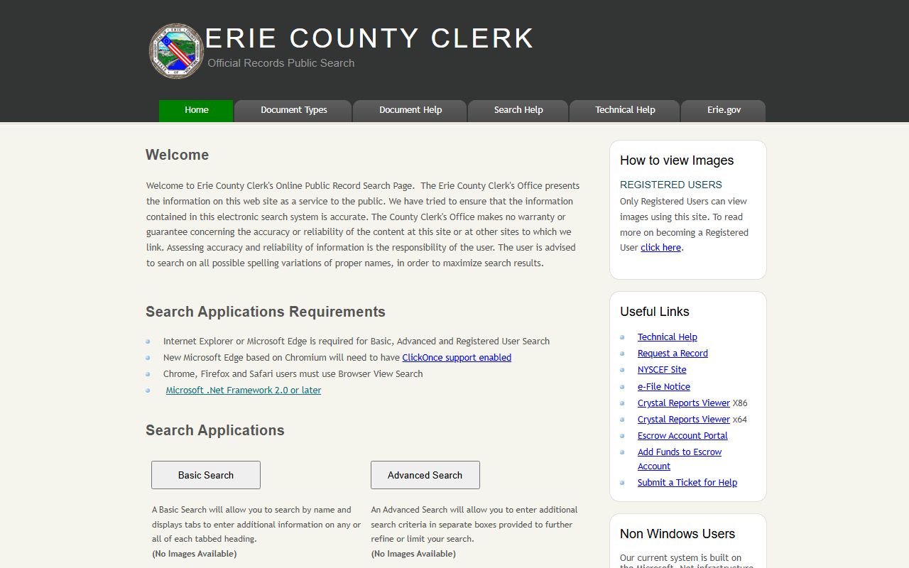 Erie County online records search portal for death and obituary record research