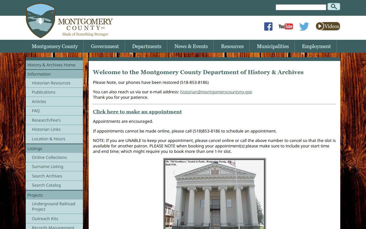 Fulton County Clerk office and archives for obituary records in Johnstown