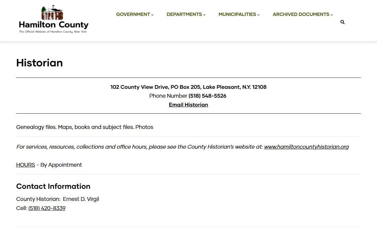 Hamilton County Clerk records search page for Hamilton County obituary records research
