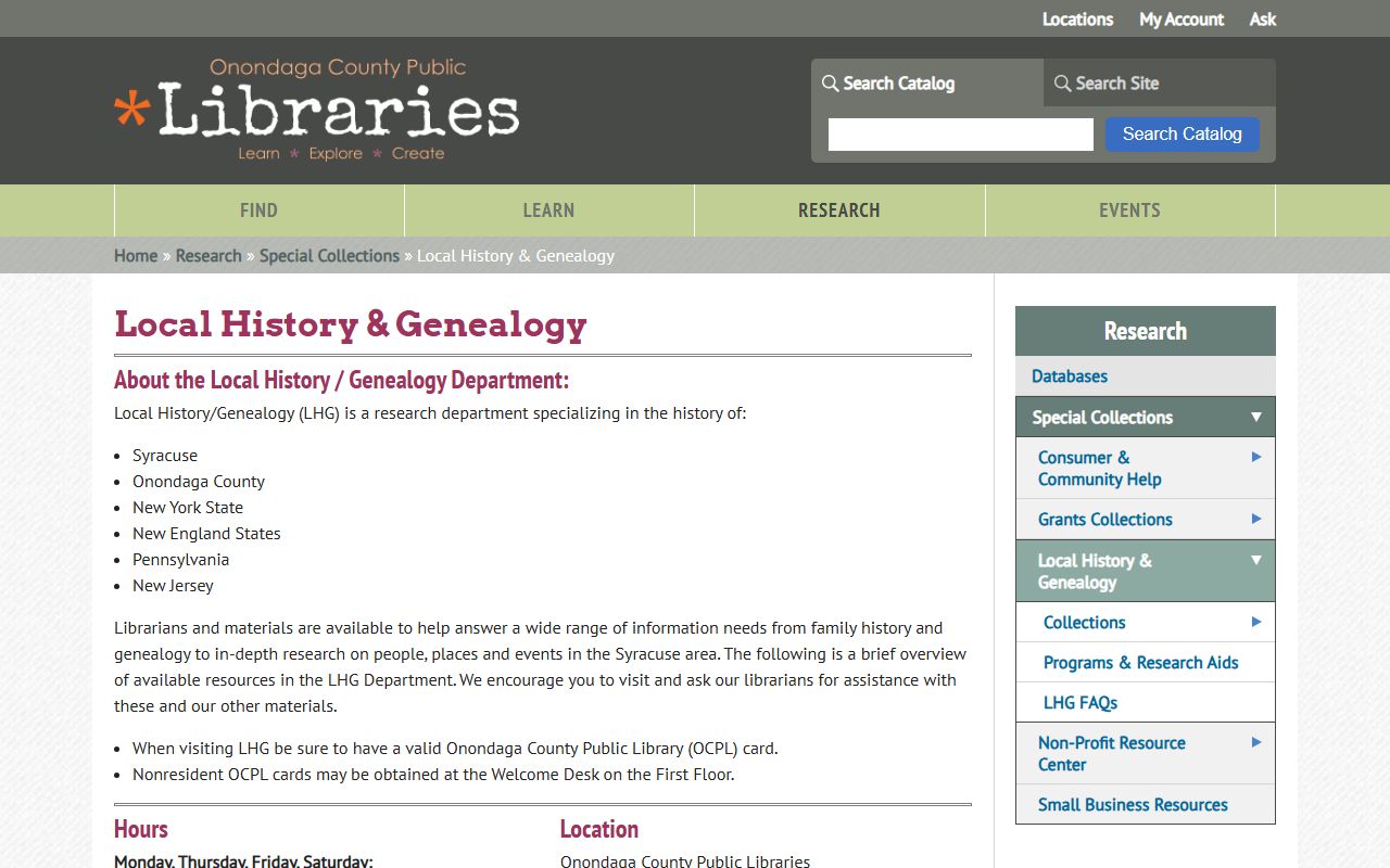 Onondaga County Office resources for obituary records searches