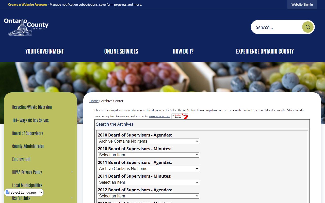 Ontario County Archive Center for obituary research in Ontario County