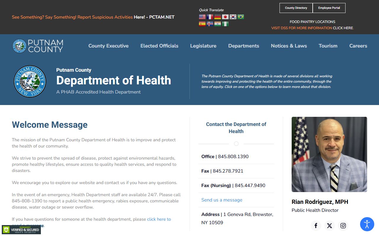 Putnam County Department of Health vital records page for obituary searches
