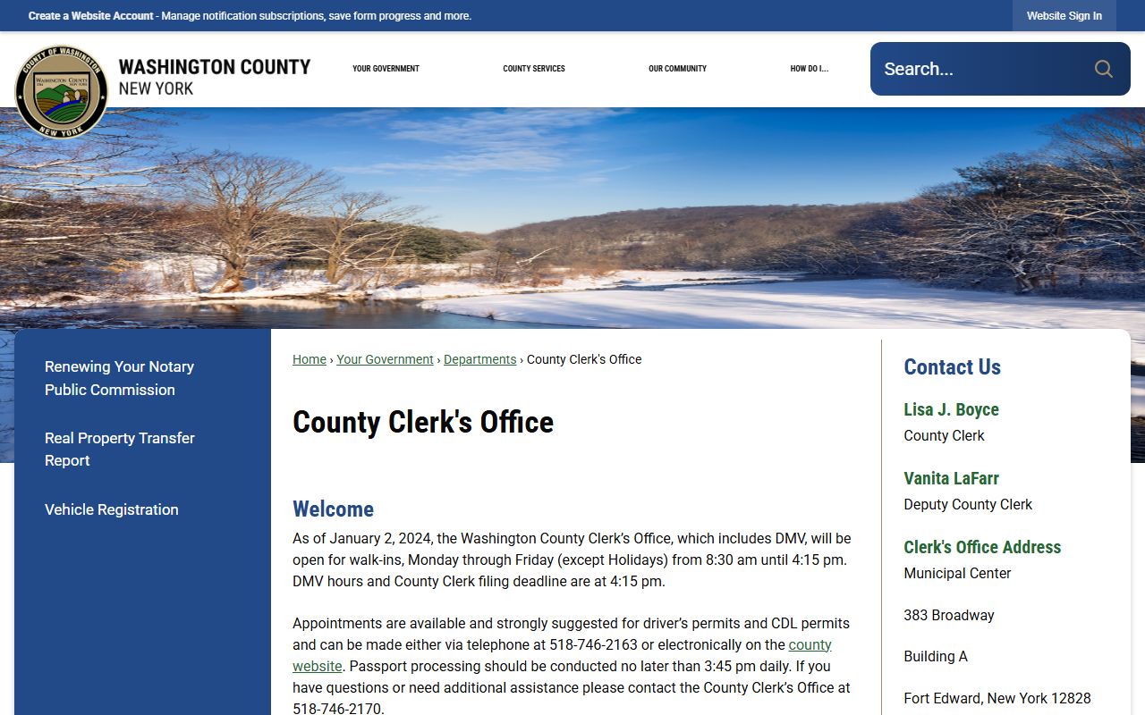 Washington County Clerk office for obituary and death record research
