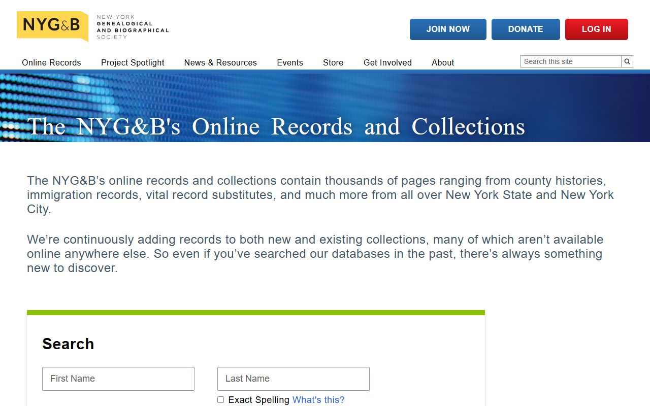 New York Genealogical and Biographical Society online records for obituary searches