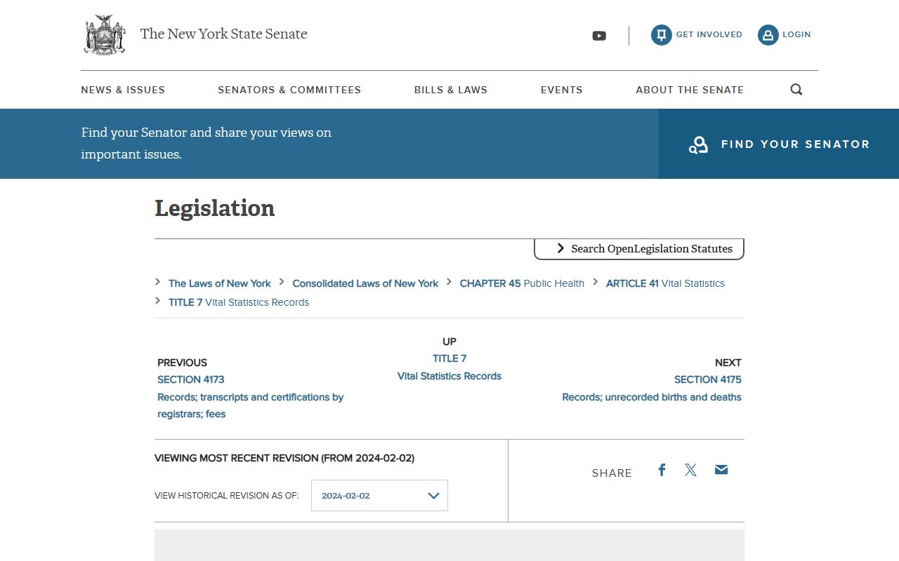 New York Public Health Law 4174 governing access to death certificates and vital records in Montgomery County